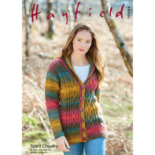 Women's Shawl Collar Cardigan Knitting Pattern | Sirdar Hayfield Spirit Chunky 10084 | Digital Download - Main Image