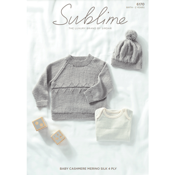 Baby Boy's Diamond Sweater And Hat Knitting Pattern | Sirdar Sublime Baby Cashmere Merino Silk 4Ply 6170 | Digital Download - Main Image