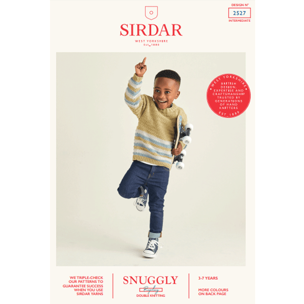 Boy's Crew Neck Jumper Knitting Pattern | Sirdar Snuggly Replay DK 2527 | Digital Download - Main Image