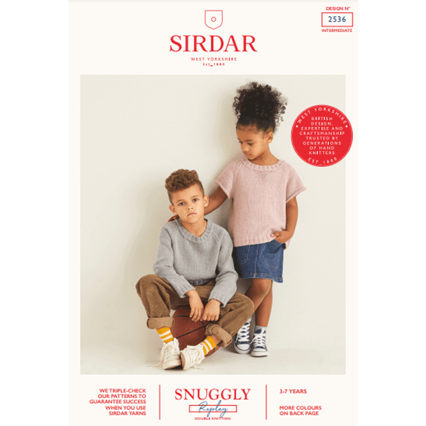 Children's Long And Short Sweater Knitting Pattern | Sirdar Snuggly Replay DK 2536 | Digital Download - Main Image