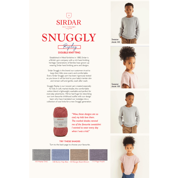 Children's Long And Short Sweater Knitting Pattern | Sirdar Snuggly Replay DK 2536 | Digital Download
