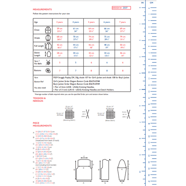 Children's Crew Neck Jumper Knitting Pattern | Sirdar Snuggly Replay DK 2537 | Digital Download - Pattern Information