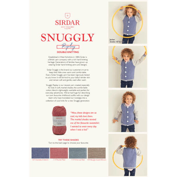 Boy's Jacket Knitting Pattern | Sirdar Snuggly Replay DK 2541 | Digital Download