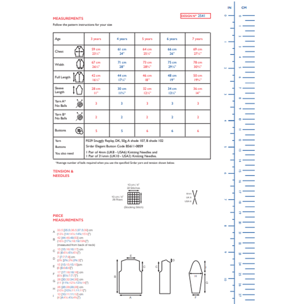 Boy's Jacket Knitting Pattern | Sirdar Snuggly Replay DK 2541 | Digital Download - Pattern Information