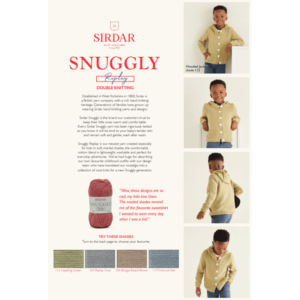 Boy's Hooded Jacket Knitting Pattern | Sirdar Snuggly Replay DK 2547 | Digital Download