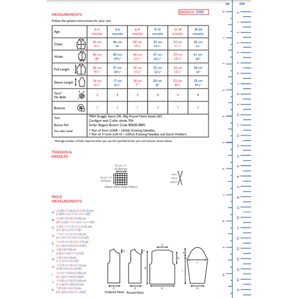 Babies Round neck And Collared Cardigans Knitting Pattern | Sirdar Snuggly Spots DK 5350 | Digital Download - Pattern Information