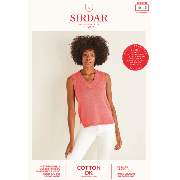 Ladies Sleeveless Top Knitting Pattern | Sirdar Cotton DK 10113 | Digital Download - Main Image