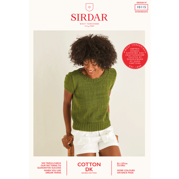 Ladies Scoop Top Knitting Pattern | Sirdar Cotton DK 10115 | Digital Download - Main Image
