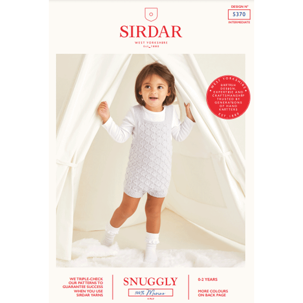 Baby Romper Knitting Pattern | Sirdar Snuggly 100% Merino 4Ply 5370 | Digital Download - Main Image