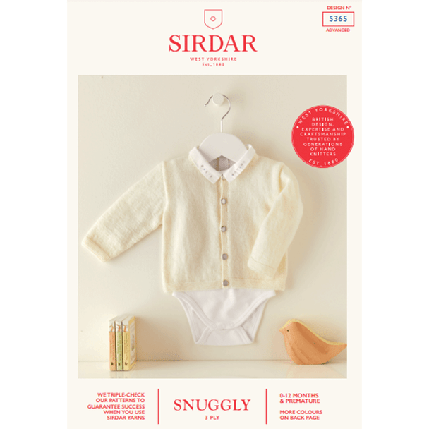 Babies Cardigan Knitting Pattern | Sirdar Snuggly 3Ply 5365 | Digital Download - Main Image