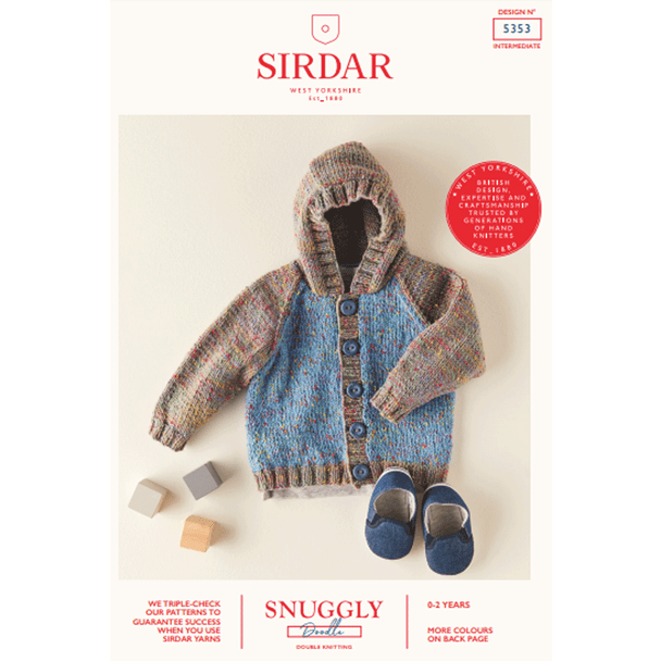 Babies Hooded Sweater Knitting Pattern | Sirdar Snuggly Doodle DK 5353 | Digital Download - Main Image