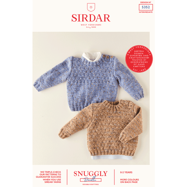 Babies Sweater Knitting Pattern | Sirdar Snuggly Doodle DK 5352 | Digital Download - Main Image