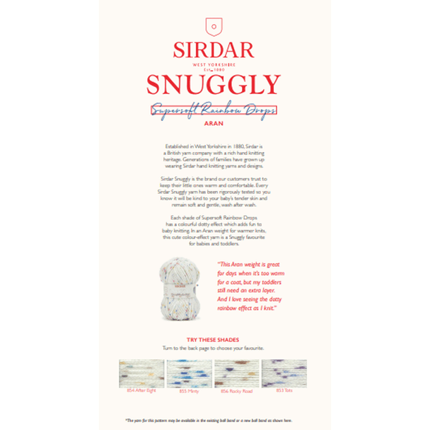 Children's Sweater Knitting Pattern | Sirdar Snuggly Supersoft Rainbow Drops Aran 2524 | Digital Download
