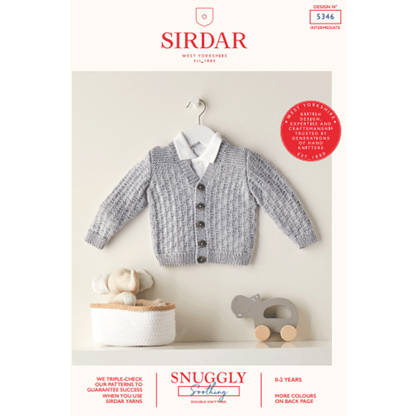 Babies Box Stitch Cardigan Knitting Pattern | Sirdar Snuggly Soothing DK 5346 | Digital Download - Main Image