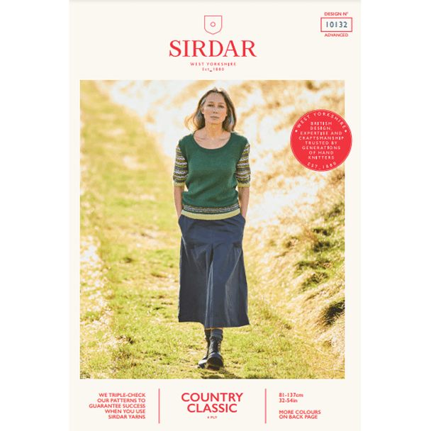 Women's Fairisle Sleeve Top Knitting Pattern | Sirdar Country Classic 4Ply 10132 | Digital Download - Main Image