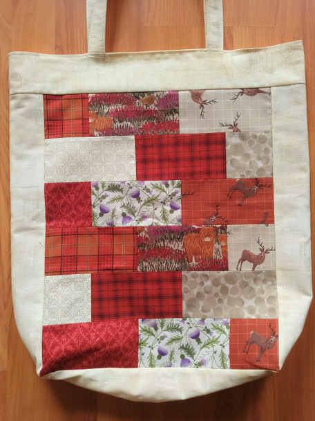 That Crafty Dafty Handmade Scottish Themed Tote Bag, Shopping Bag, Patchwork Bag - The patchwork design