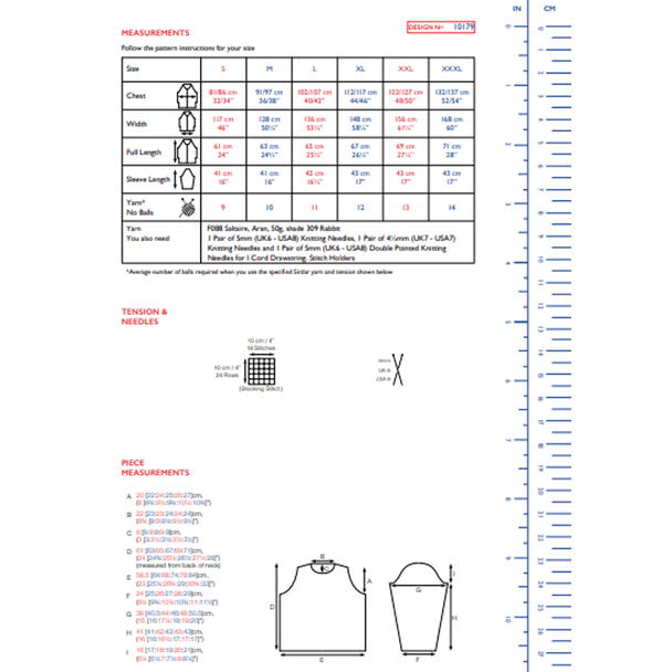 Women's Hoodie Knitting Pattern | Sirdar Saltaire Aran 10179 | Digital Download - Pattern Information