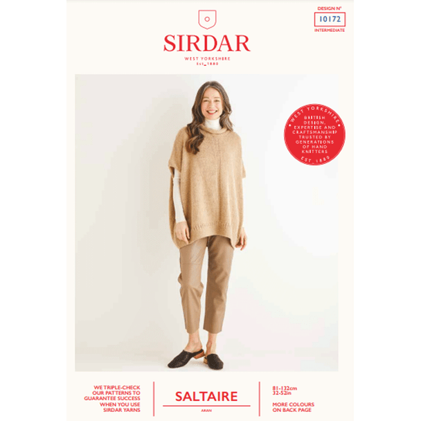 Women's Sleeveless Relaxed Tunic Knitting Pattern | Sirdar Saltaire Aran 10172 | Digital Download - Main Image