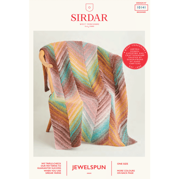 Knitted Bias Blanket Knitting Pattern | Sirdar Jewelspun Aran 10141 | Digital Download - Main Image