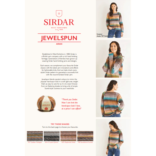 Women's Crew Neck Raglan Sweater Knitting Pattern | Sirdar Jewelspun Aran 10140 | Digital Download