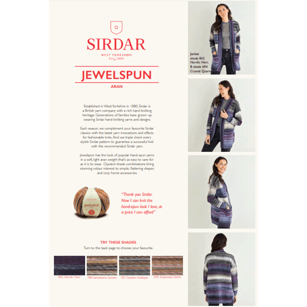 Women's Wide Rib longline Cardigan Knitting Pattern | Sirdar Jewelspun Aran 10138 | Digital Download