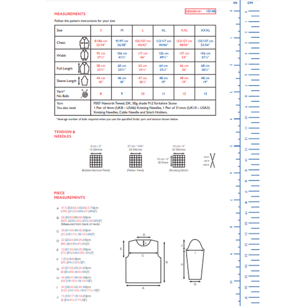 Women's Crew Neck Cable Sweater Knitting Pattern | Sirdar Haworth Tweed DK 10146 | Digital Download - Pattern Information