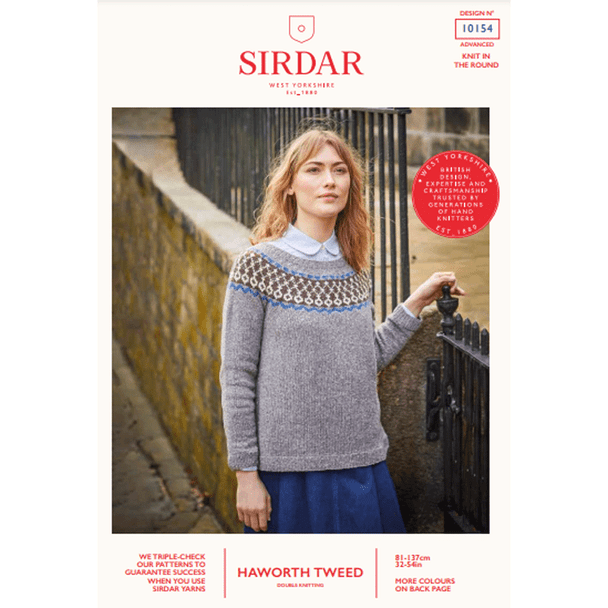 Women's Fair Isle Yoke Sweater Knitting Pattern | Sirdar Haworth Tweed DK 10154 | Digital Download - Main Image