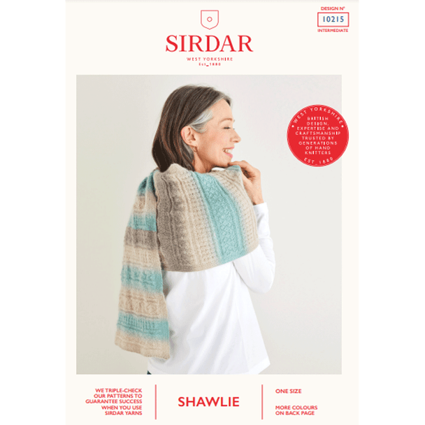 Long Textured Wrap Shawl Knitting Pattern | Sirdar Shawlie 10215 | Digital Download - Main Image