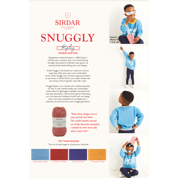 Children's Sweater Knitting Pattern | Sirdar Snuggly Replay DK 2555 | Digital Download