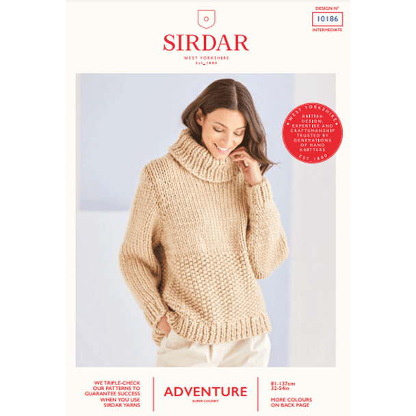 Women's Roll Neck Sweater Knitting Pattern | Sirdar Adventure Super Chunky 10186 | Digital Download - Main Image