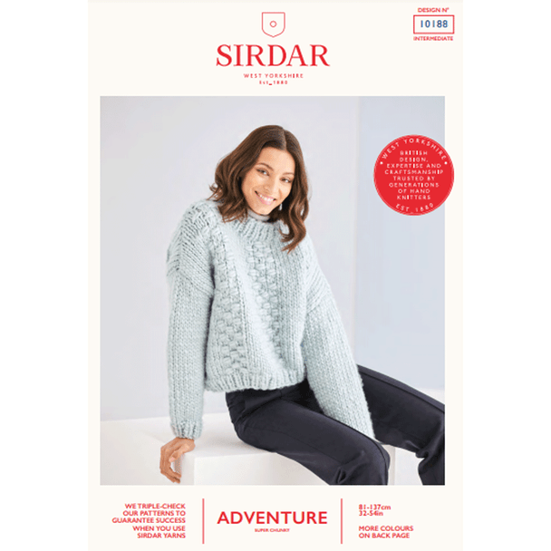 Women's Textured Panel Sweater Knitting Pattern | Sirdar Adventure Super Chunky 10188 | Digital Download - Main Image