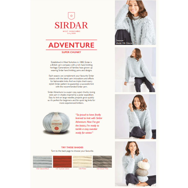 Women's Textured Panel Sweater Knitting Pattern | Sirdar Adventure Super Chunky 10188 | Digital Download