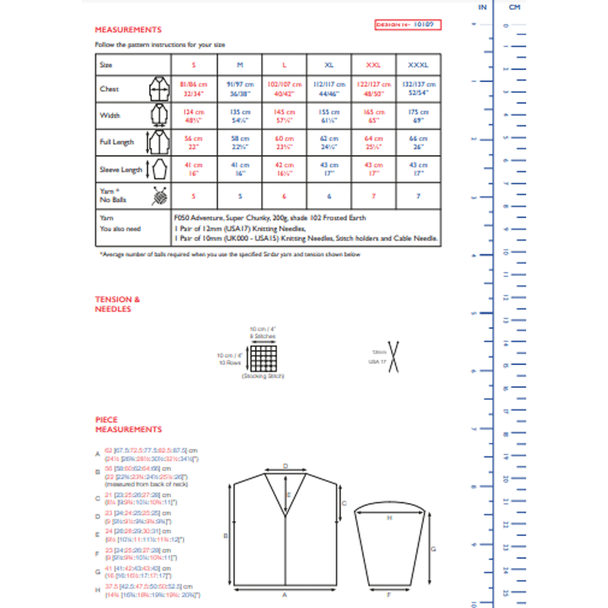 Women's Ribbed Cardigan Knitting Pattern | Sirdar Adventure Super Chunky 10189 | Digital Download - Pattern Information