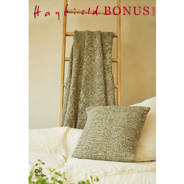 Check Textured Blanket & Cushion Knitting Pattern | Sirdar Hayfield Bonus DK 10258 | Digital Download - Main Image