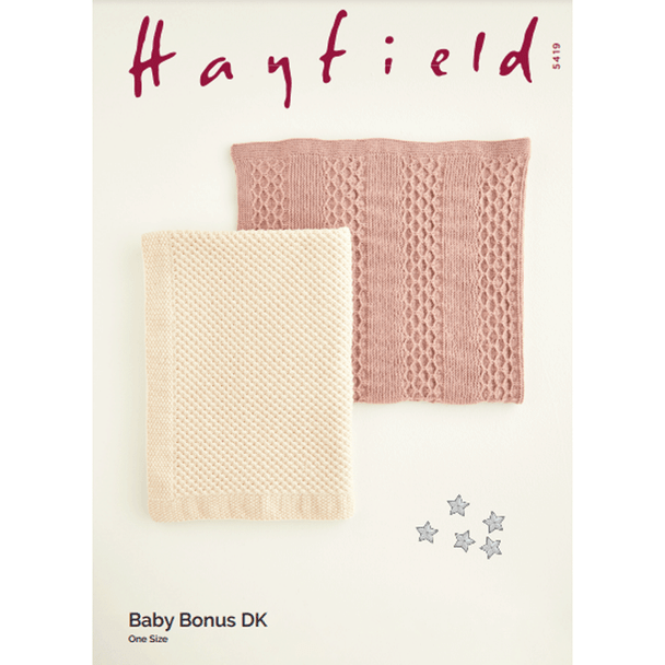 Babies Blankets Knitting Pattern | Sirdar Hayfield Baby Bonus DK 5419 | Digital Download - Main Image