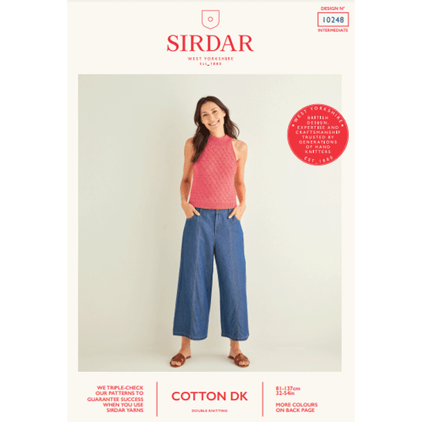 Women's Dandelion Stitch Halter Top Knitting Pattern | Sirdar Cotton DK 10248 | Digital Download - Main Image