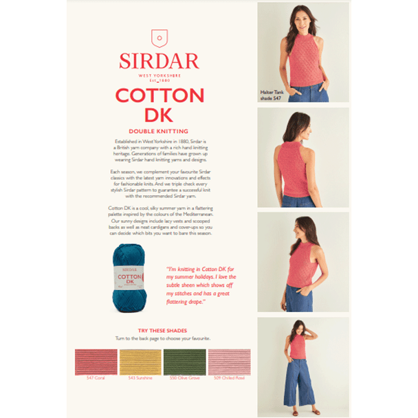 Women's Dandelion Stitch Halter Top Knitting Pattern | Sirdar Cotton DK 10248 | Digital Download