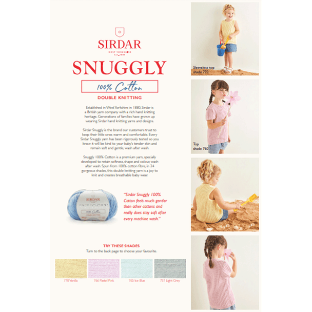Girl's Net Tops Knitting Pattern | Sirdar Snuggly 100% Cotton DK 2572 | Digital Download