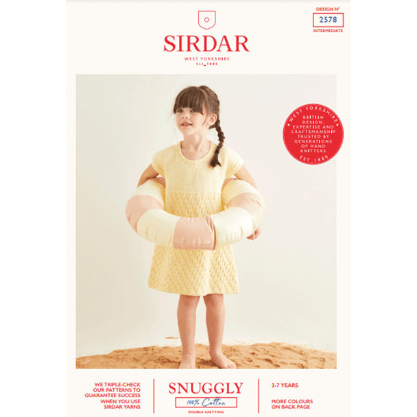 Girl's Rippled Beach Dress Knitting Pattern | Sirdar Snuggly 100% Cotton DK 2578 | Digital Download - Main Image