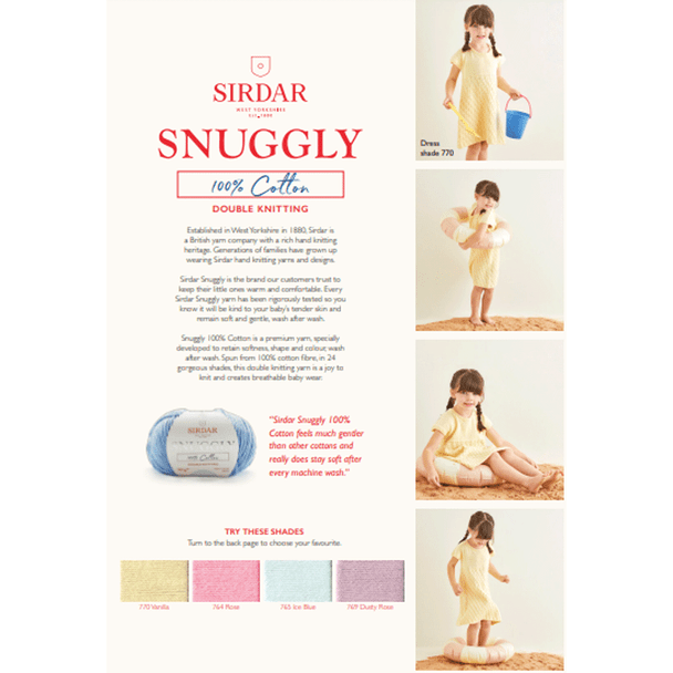Girl's Rippled Beach Dress Knitting Pattern | Sirdar Snuggly 100% Cotton DK 2578 | Digital Download
