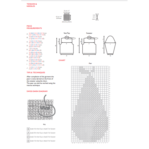 Children Pear Motif Tops & Sweater Knitting Pattern | Sirdar Snuggly Replay DK 2565 | Digital Download - Pattern Information