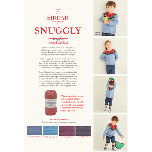 Children Watermelon Yoke Sweater Knitting Pattern | Sirdar Snuggly Replay DK 2567 | Digital Download