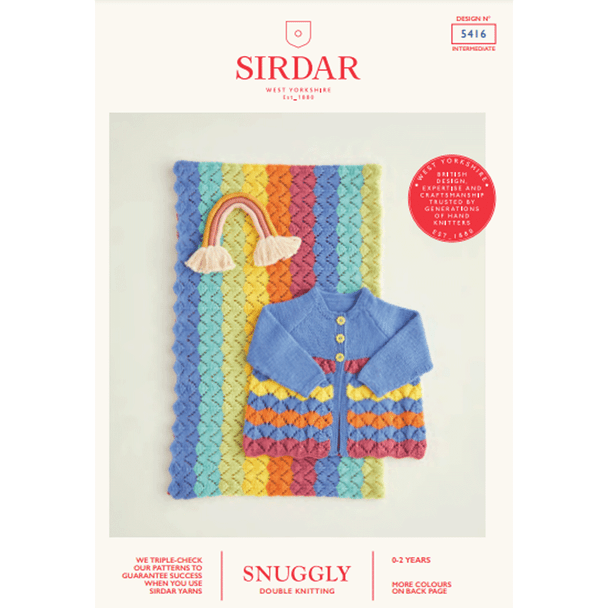 Babies Rainbow Matinee Coat & Blanket Knitting Pattern | Sirdar Snuggly DK 5416 | Digital Download - Main Image