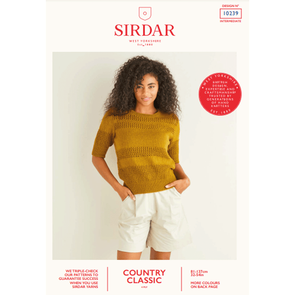 Ladies Lace Panelled Top Knitting Pattern | Sirdar Country Classic 4 Ply 10239 | Digital Download - Main Image