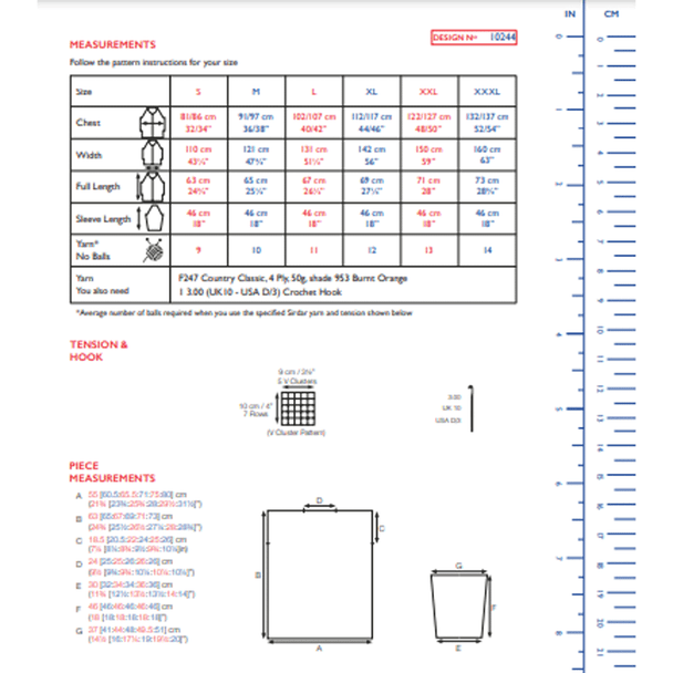 Ladies Boat Neck Tunic Crochet Pattern | Sirdar Country Classic 4 Ply 10244 | Digital Download - Pattern Information