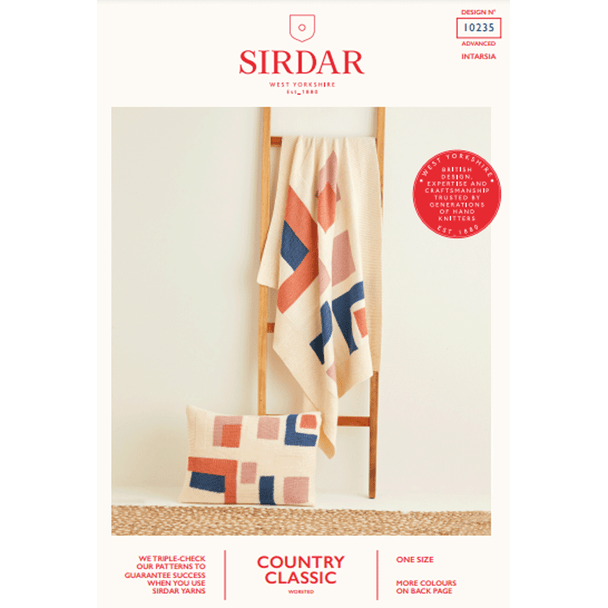 Geometric Shapes Blanket & Cushion Knitting Pattern | Sirdar Country Classic Worsted 10235 | Digital Download - Main Image