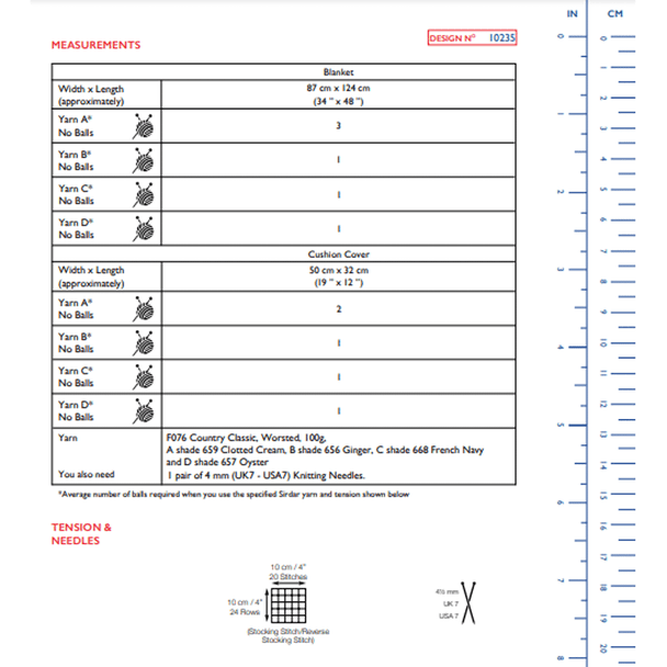 Geometric Shapes Blanket & Cushion Knitting Pattern | Sirdar Country Classic Worsted 10235 | Digital Download - Pattern Information