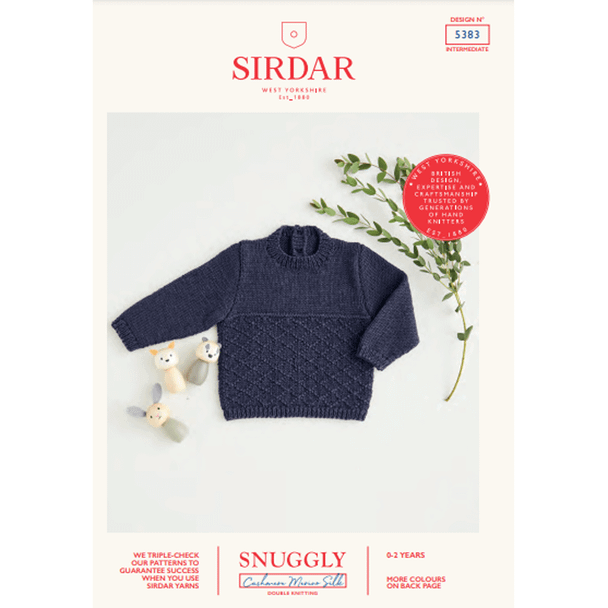 Babies Diamond Stitch Sweater Knitting Pattern | Sirdar Snuggly Cashmere Merino Silk DK 5383 | Digital Download - Main Image