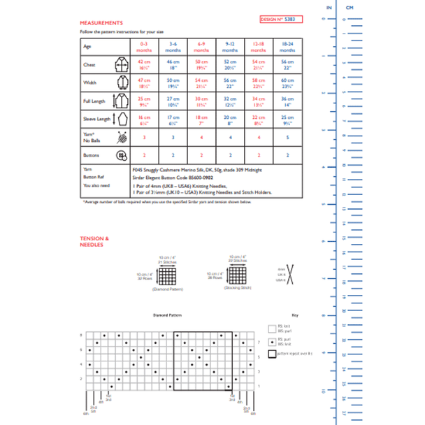 Babies Diamond Stitch Sweater Knitting Pattern | Sirdar Snuggly Cashmere Merino Silk DK 5383 | Digital Download - Pattern Information