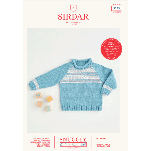 Babies Raglan Fair Isle Sweater Knitting Pattern | Sirdar Snuggly Cashmere Merino Silk DK 5385 | Digital Download - Main Image